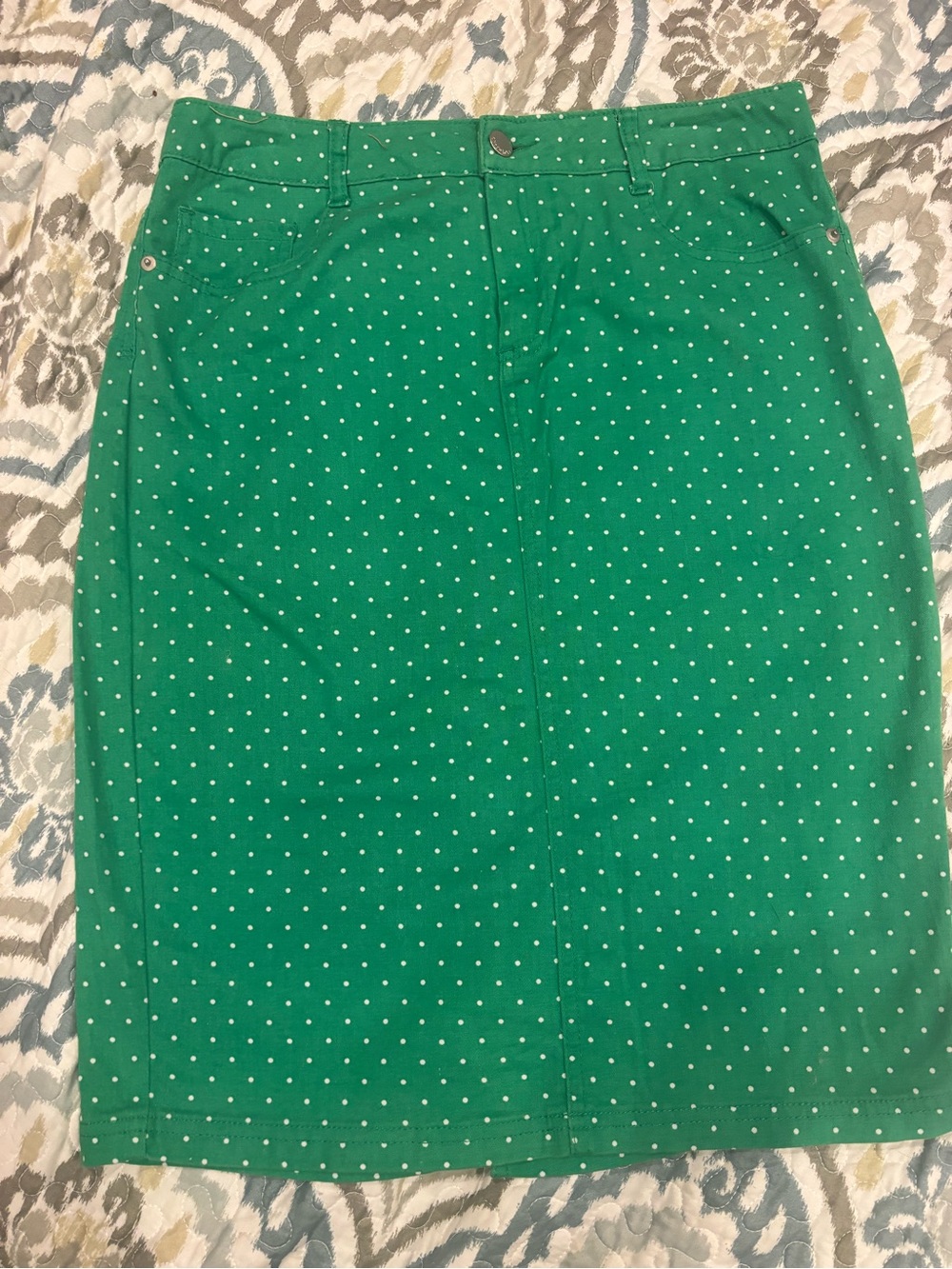 Chadwicks Green Polka Dot Pencil Skirt